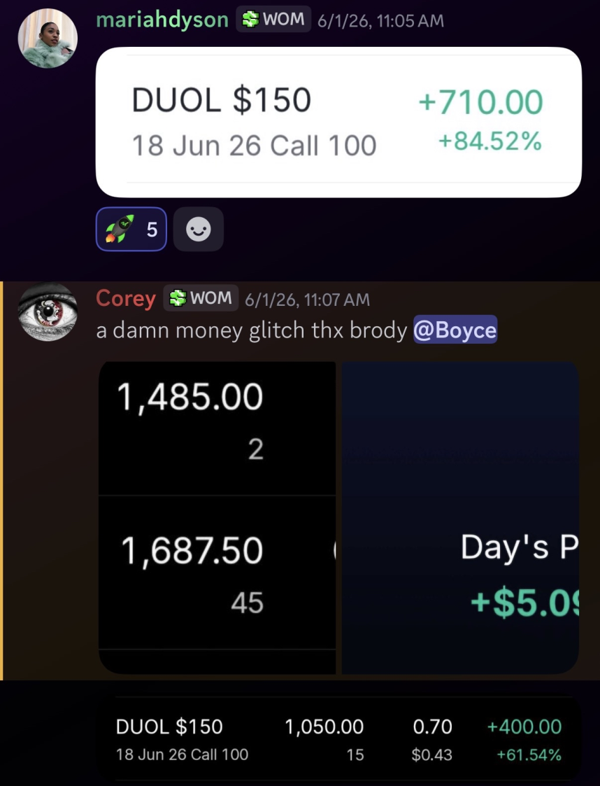 DUOL $150 call +$710 (+84.52%)